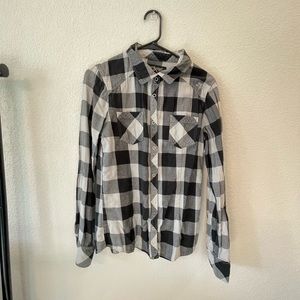 Fox Black and Gray Plaid Button